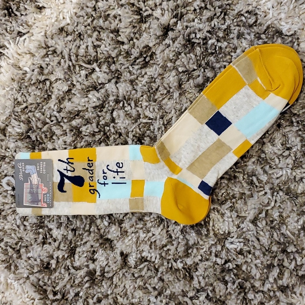NEW Blue Q 7th Grader For Life Crew Socks